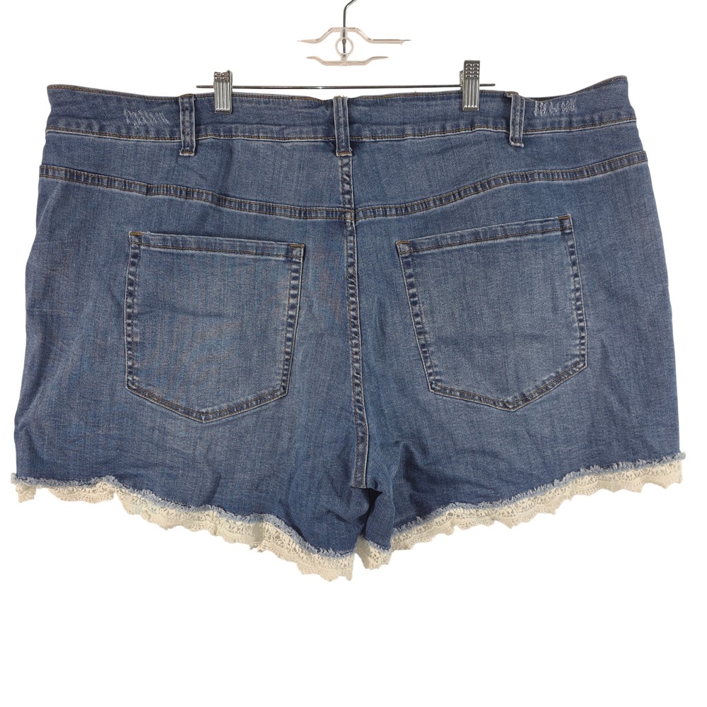 Lane Bryant Girlfriend Short Women 26 Blue Distressed Lace Trim Denim - Picture 4 of 9